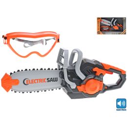 Pila elektrická 34cm na baterie se zvukem + ochranné brýle 14,5cm v krabičce
